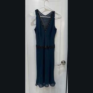 Silk Navy Sleeveless Caroll Dress